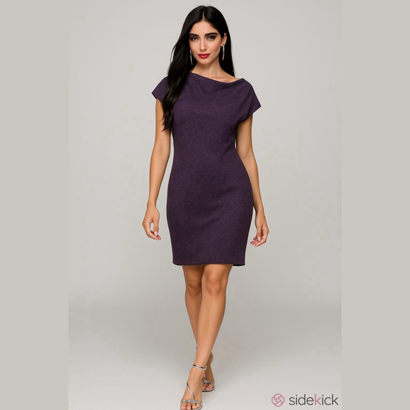 Piko 1988 Dresses & Skirts - Piko 1988 Mini Dress Size S Purple Heathered Angled Cowl Neck Short Sleeve